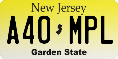 NJ license plate A40MPL