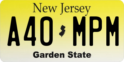 NJ license plate A40MPM