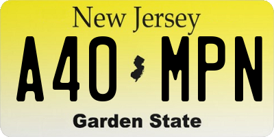 NJ license plate A40MPN