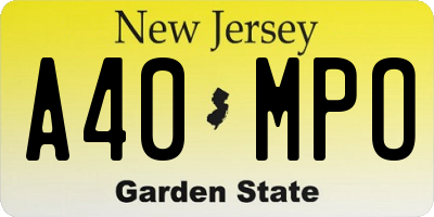 NJ license plate A40MPO