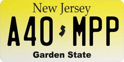 NJ license plate A40MPP