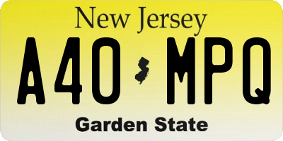 NJ license plate A40MPQ