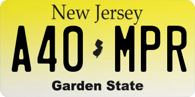NJ license plate A40MPR