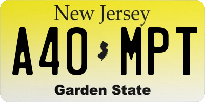 NJ license plate A40MPT
