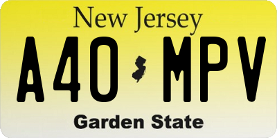 NJ license plate A40MPV