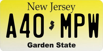 NJ license plate A40MPW