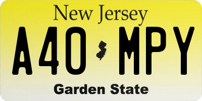 NJ license plate A40MPY