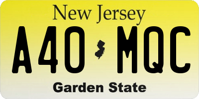 NJ license plate A40MQC