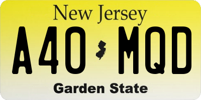 NJ license plate A40MQD