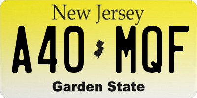 NJ license plate A40MQF