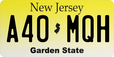 NJ license plate A40MQH