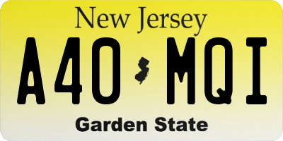 NJ license plate A40MQI