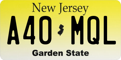 NJ license plate A40MQL