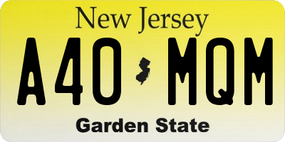 NJ license plate A40MQM