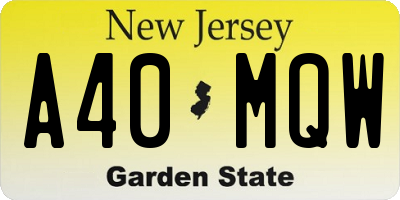 NJ license plate A40MQW