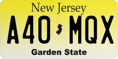 NJ license plate A40MQX