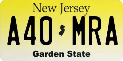 NJ license plate A40MRA