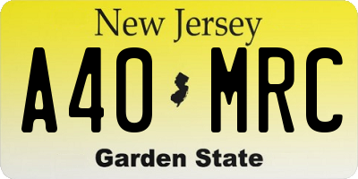 NJ license plate A40MRC