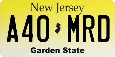 NJ license plate A40MRD