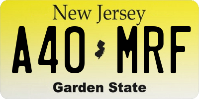 NJ license plate A40MRF