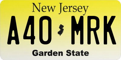 NJ license plate A40MRK