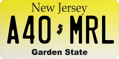 NJ license plate A40MRL