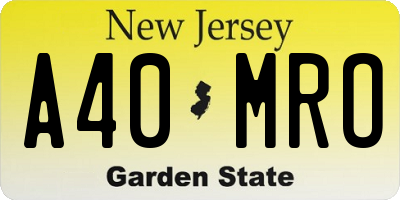NJ license plate A40MRO