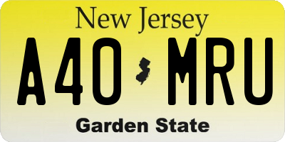 NJ license plate A40MRU