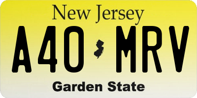 NJ license plate A40MRV