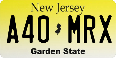 NJ license plate A40MRX