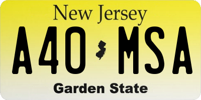 NJ license plate A40MSA