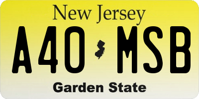 NJ license plate A40MSB