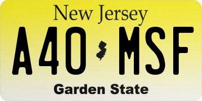 NJ license plate A40MSF