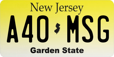 NJ license plate A40MSG