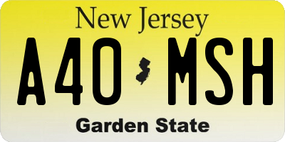 NJ license plate A40MSH