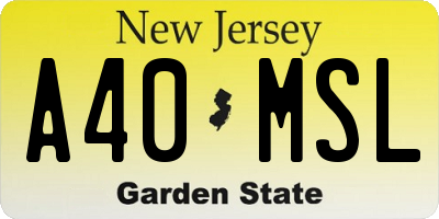 NJ license plate A40MSL