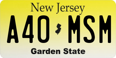 NJ license plate A40MSM