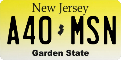 NJ license plate A40MSN