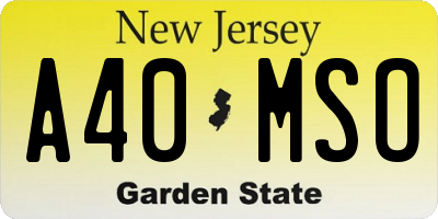 NJ license plate A40MSO