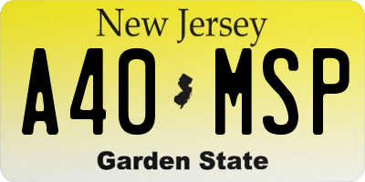 NJ license plate A40MSP