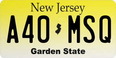 NJ license plate A40MSQ