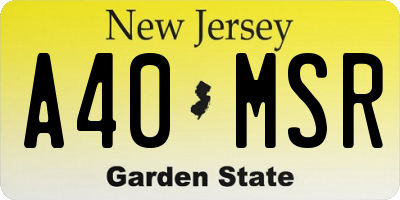 NJ license plate A40MSR