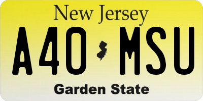 NJ license plate A40MSU