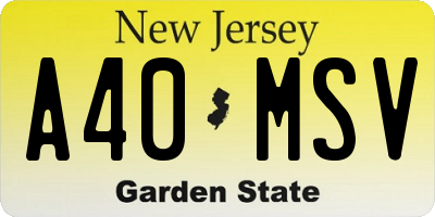 NJ license plate A40MSV