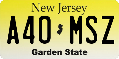 NJ license plate A40MSZ