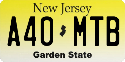 NJ license plate A40MTB