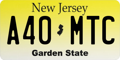 NJ license plate A40MTC