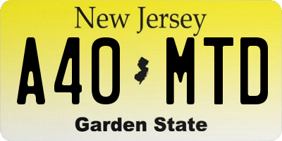 NJ license plate A40MTD