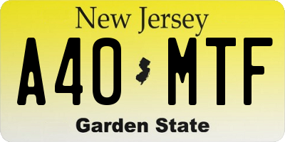 NJ license plate A40MTF