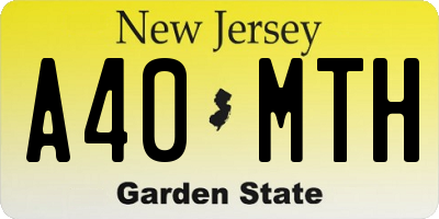 NJ license plate A40MTH